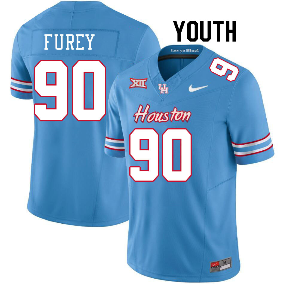 Youth #90 Trey Furey Houston Cougars College Football Jerseys Stitched-Oilers